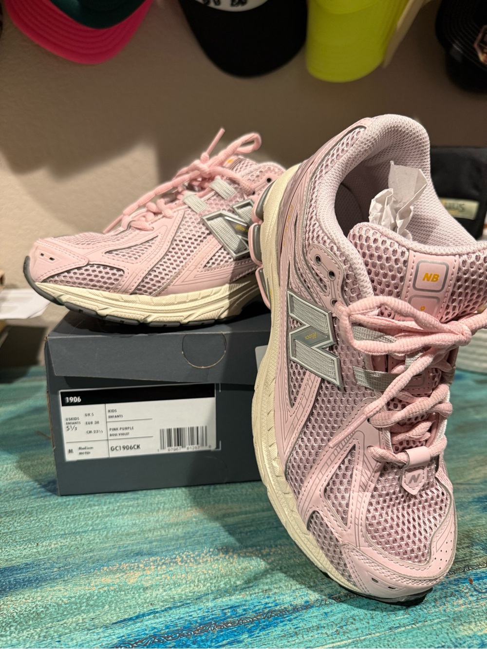 New Balance 1906 youth Pink Mesh Sneakers with Silver 'N' Accent